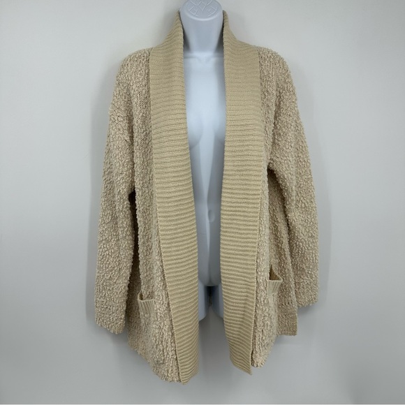 Vintage Style Cream Sweater Cardigan Size Large Boho Fall Cozy Soft Baggy - Picture 2 of 8